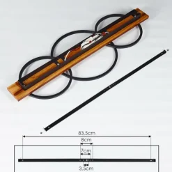 hofstein Plafonnier Pompu LED Bois foncé, Noir, 3 lumières