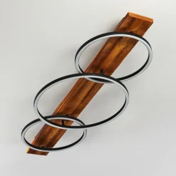 hofstein Plafonnier Pompu LED Bois foncé, Noir, 3 lumières