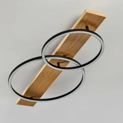 hofstein Plafonnier Pompu LED Bois clair, Noir, 2 lumières