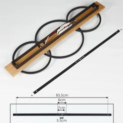 hofstein Plafonnier Pompu LED Bois clair, Noir, 3 lumières