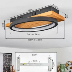 Lampes En Bois-hofstein Plafonnier Pompu LED Écru, 1 lumière
