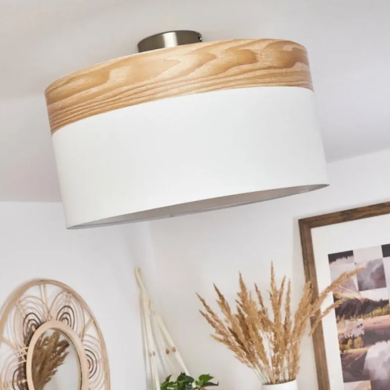 Lampes En Tissu-hofstein Plafonnier Pontresina Nickel mat, 3 lumières