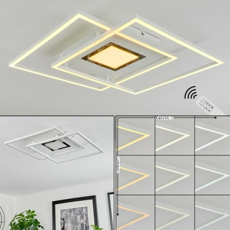 hofstein Plafonnier Popoy LED Blanc, 1 lumière, Télécommandes