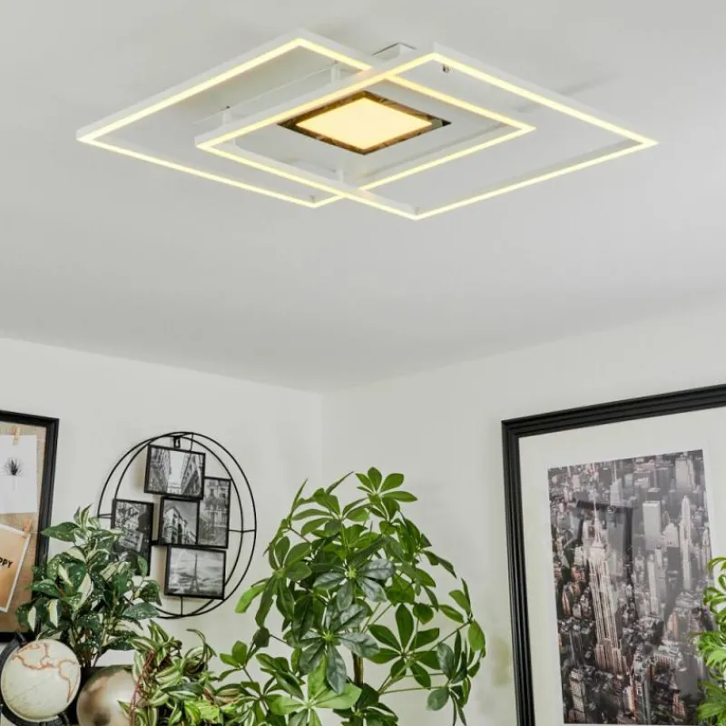 hofstein Plafonnier Popoy LED Blanc, 1 lumière, Télécommandes