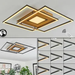 Lampes Dorées-hofstein Plafonnier Popoy LED Or, Noir, 1 lumière, Télécommandes