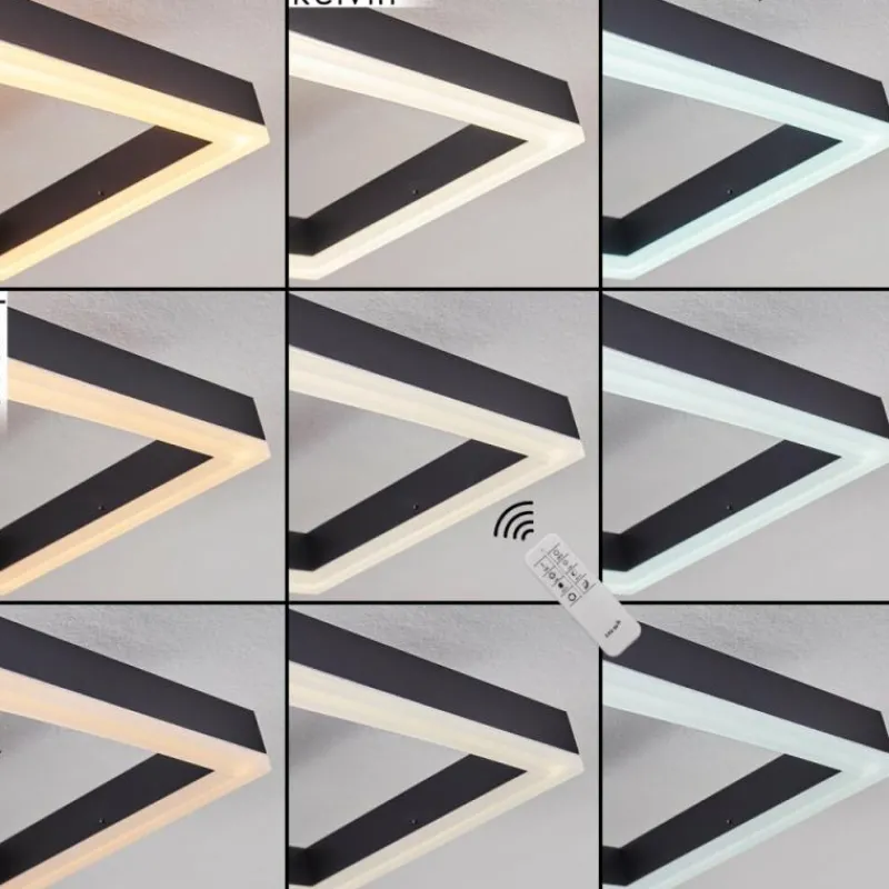 hofstein Plafonnier Pourao LED Noir, Blanc, 1 lumière, Télécommandes