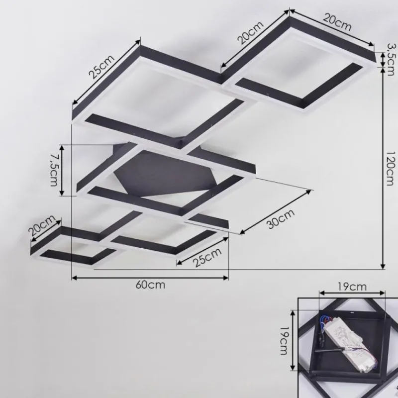 hofstein Plafonnier Pourao LED Noir, Blanc, 1 lumière, Télécommandes