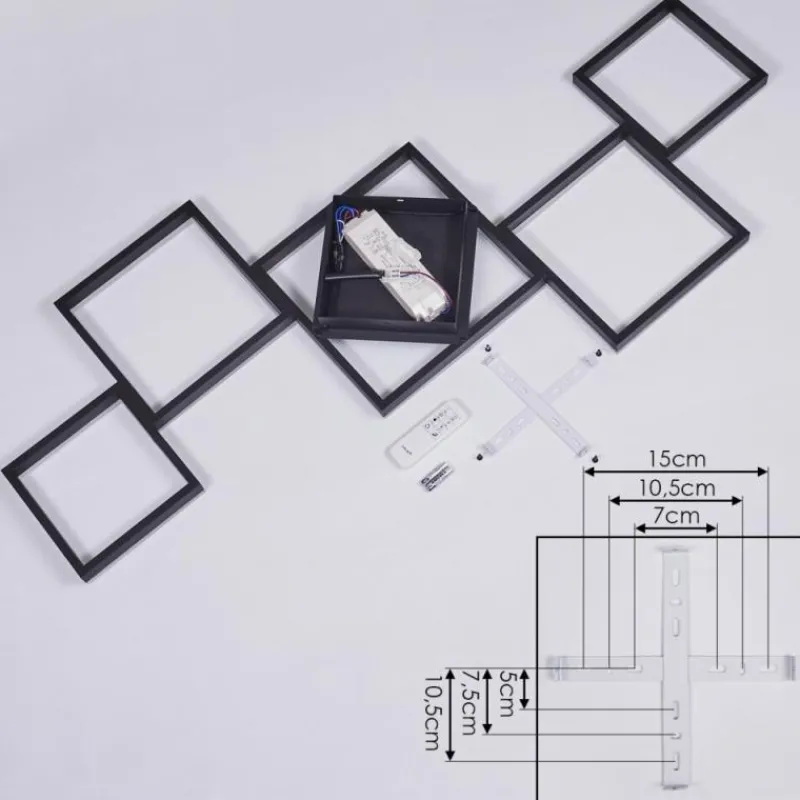 hofstein Plafonnier Pourao LED Noir, Blanc, 1 lumière, Télécommandes