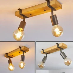 Lampes Vintages & Rétros-hofstein Plafonnier Praia Brun, Gris, 2 lumières