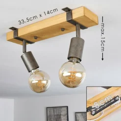 Lampes Vintages & Rétros-hofstein Plafonnier Praia Brun, Gris, 2 lumières