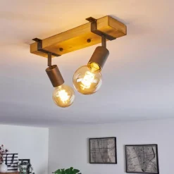 Lampes Vintages & Rétros-hofstein Plafonnier Praia Brun, Gris, 2 lumières