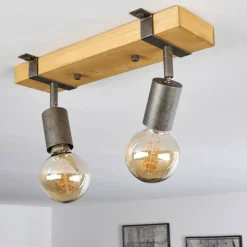 Lampes Vintages & Rétros-hofstein Plafonnier Praia Brun, Gris, 2 lumières