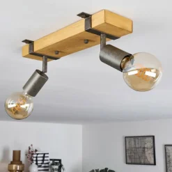 Lampes Vintages & Rétros-hofstein Plafonnier Praia Brun, Gris, 2 lumières