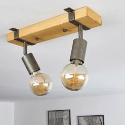 Lampes Vintages & Rétros-hofstein Plafonnier Praia Brun, Gris, 2 lumières