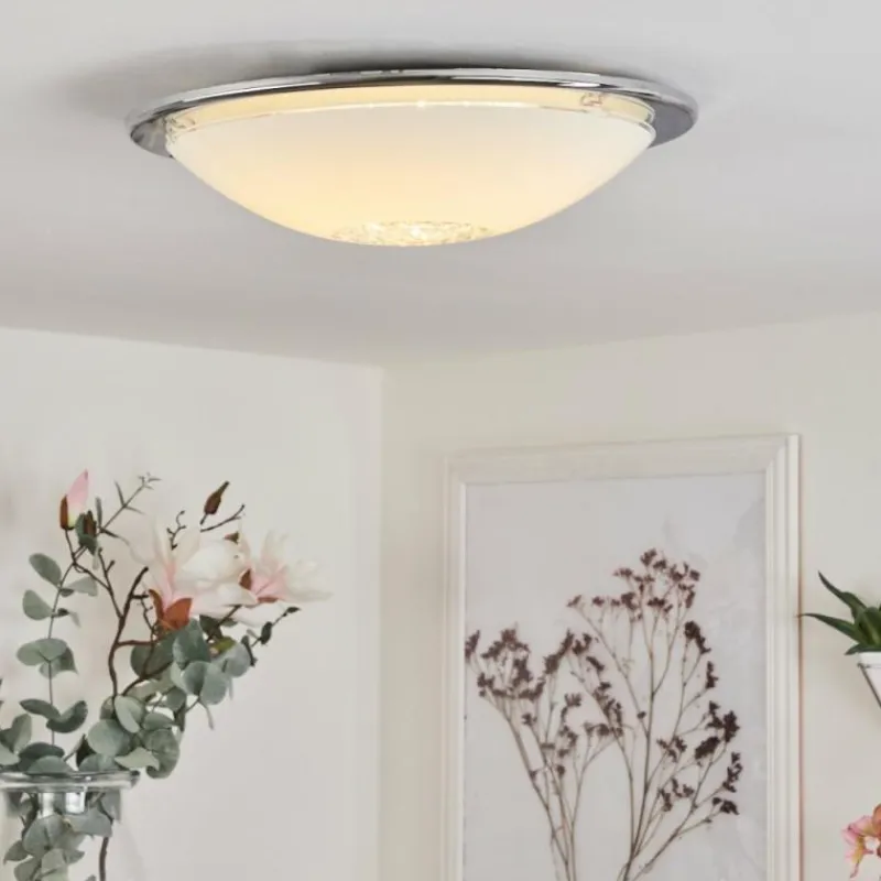 hofstein Plafonnier Pratteln LED Chrome, 1 lumière