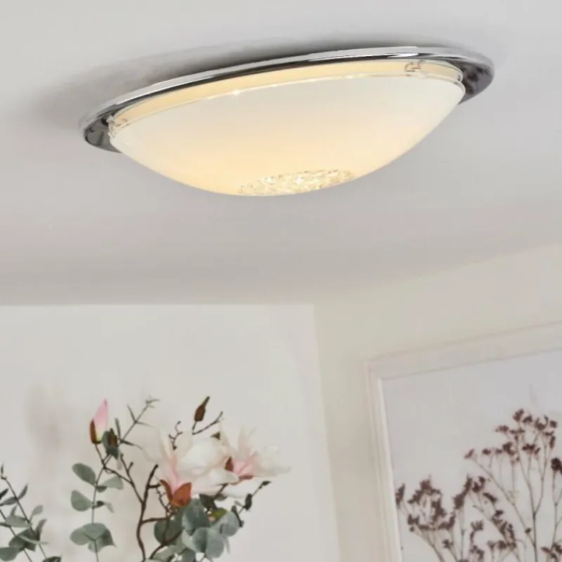 hofstein Plafonnier Pratteln LED Chrome, 1 lumière