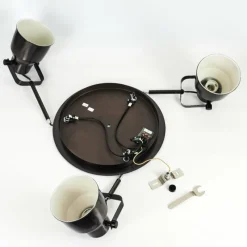 Lampes Industrielles-hofstein Plafonnier Presa Bronze, Crème, 3 lumières