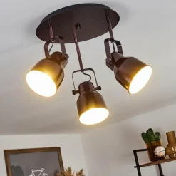 Lampes Industrielles-hofstein Plafonnier Presa Bronze, Crème, 3 lumières