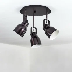 Lampes Industrielles-hofstein Plafonnier Presa Bronze, Crème, 3 lumières