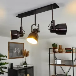 Lampes Industrielles-hofstein Plafonnier Presa Noir, 3 lumières