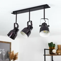Lampes Industrielles-hofstein Plafonnier Presa Noir, 3 lumières