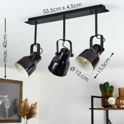 Lampes Industrielles-hofstein Plafonnier Presa Noir, 3 lumières