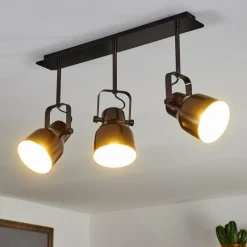 Lampes Industrielles-hofstein Plafonnier Presa Noir, 3 lumières