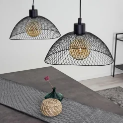 Style Boho-Chic-hofstein Plafonnier Pucara Noir, 2 lumières