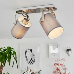 hofstein Plafonnier Puelches Nickel mat, 2 lumières* Spots Et Projecteurs