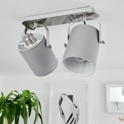 hofstein Plafonnier Puelches Nickel mat, 2 lumières* Spots Et Projecteurs