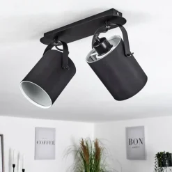 Lampes En Tissu-hofstein Plafonnier Puelches Noir, 2 lumières