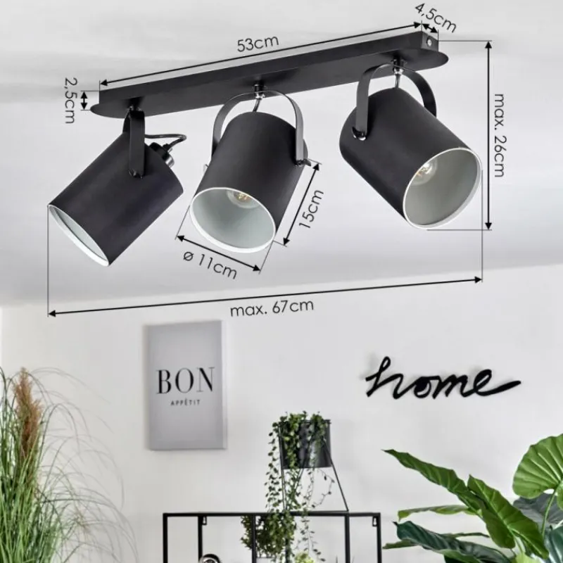 Lampes En Tissu-hofstein Plafonnier Puelches Noir, 3 lumières