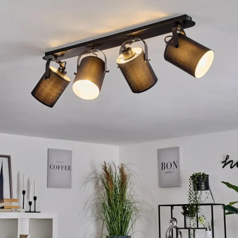 Lampes En Tissu-hofstein Plafonnier Puelches Noir, 4 lumières