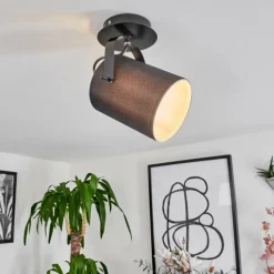 Lampes En Tissu-hofstein Plafonnier Puelches Noir, 1 lumière