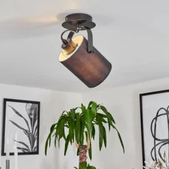 Lampes En Tissu-hofstein Plafonnier Puelches Noir, 1 lumière