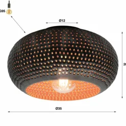 Lampes Industrielles-hofstein Plafonnier Punch Bronze, Noir, 1 lumière