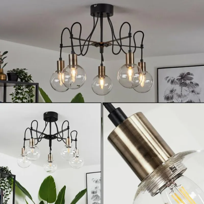 hofstein Plafonnier Quento Laiton, Noir, 5 lumières