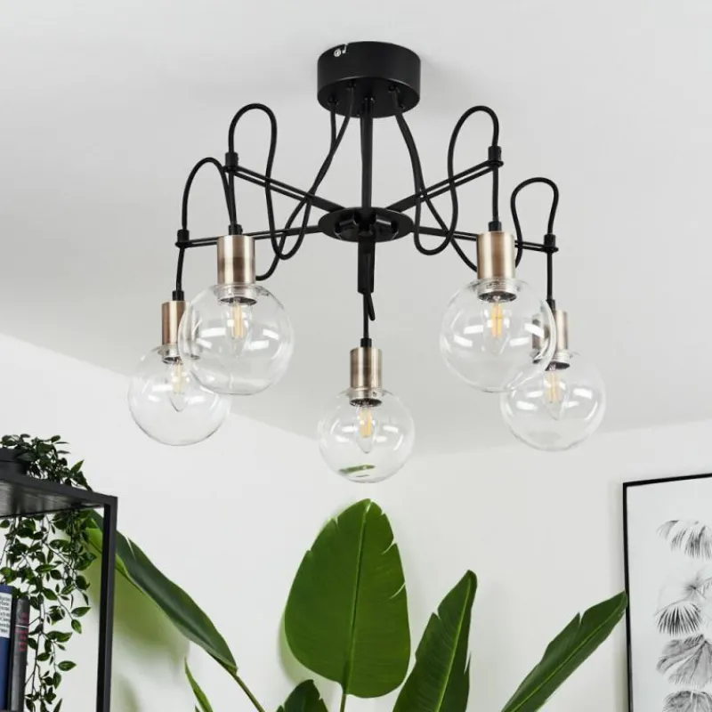 hofstein Plafonnier Quento Laiton, Noir, 5 lumières