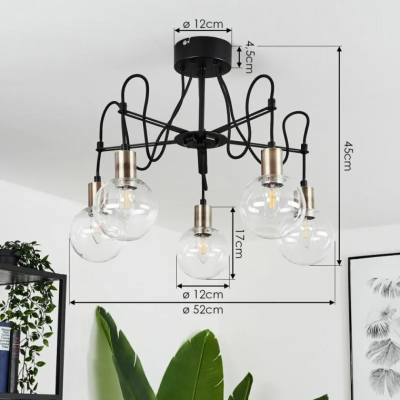 hofstein Plafonnier Quento Laiton, Noir, 5 lumières