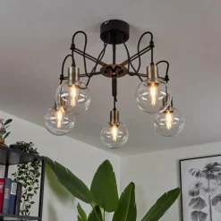 hofstein Plafonnier Quento Laiton, Noir, 5 lumières