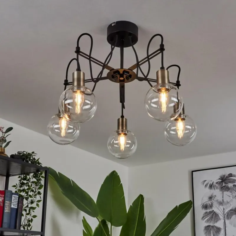 hofstein Plafonnier Quento Laiton, Noir, 5 lumières