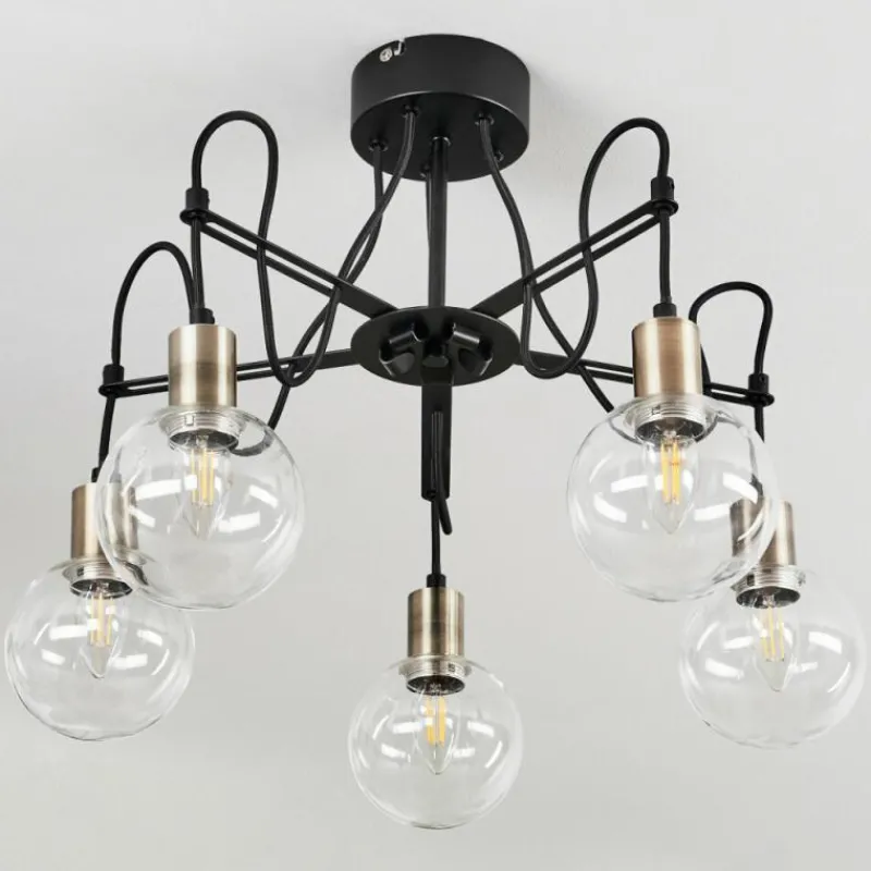 hofstein Plafonnier Quento Laiton, Noir, 5 lumières