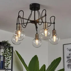 hofstein Plafonnier Quento Laiton, Noir, 5 lumières