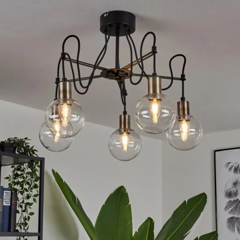 hofstein Plafonnier Quento Laiton, Noir, 5 lumières