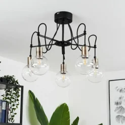 hofstein Plafonnier Quento Laiton, Noir, 5 lumières