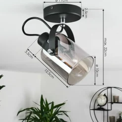 Suspension Verre Fumé-hofstein Plafonnier Quieri Noir, 1 lumière