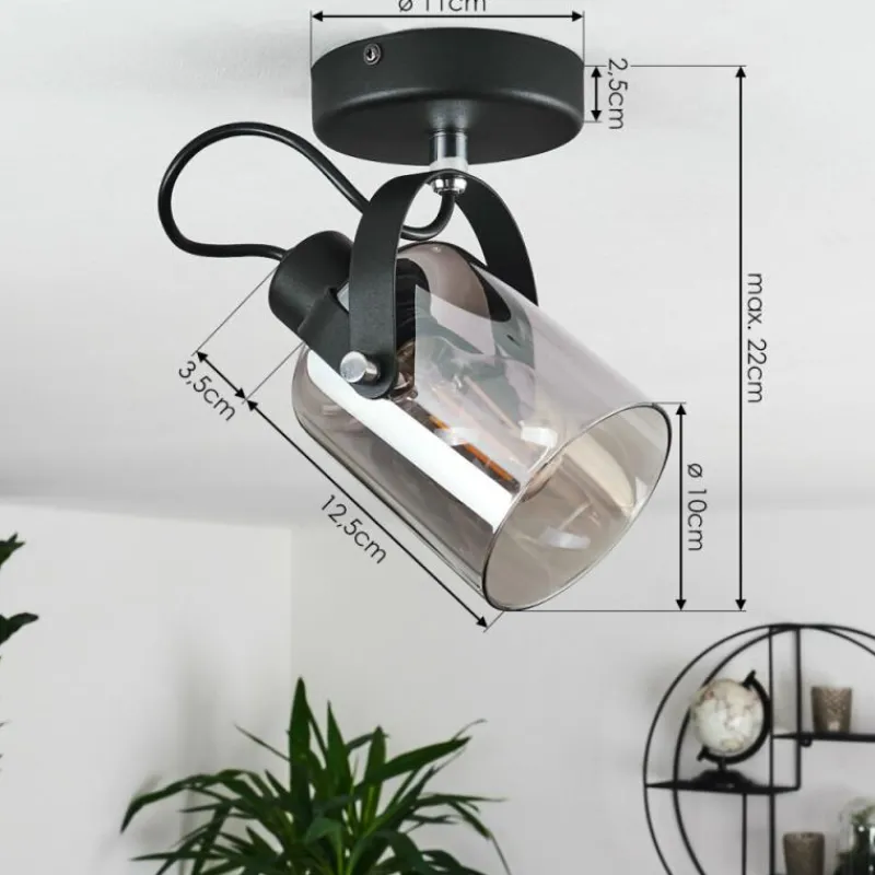 Suspension Verre Fumé-hofstein Plafonnier Quieri Noir, 1 lumière