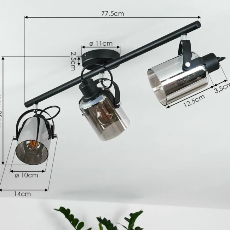 hofstein Plafonnier Quieri Noir, 3 lumières