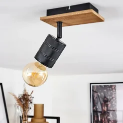 Lampes Vintages & Rétros-hofstein Plafonnier Raccuia Bois foncé, Noir, 1 lumière