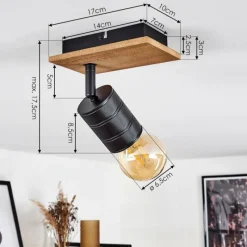 Lampes Vintages & Rétros-hofstein Plafonnier Raccuia Bois foncé, Noir, 1 lumière